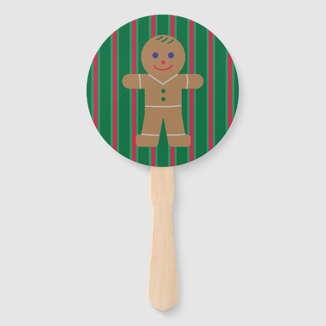 Fun and Fancy Christmas Gingerbread Man Hand Fan (Front)