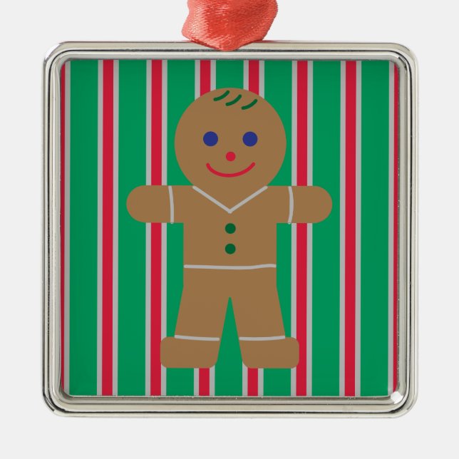 Fun and Fancy Christmas Gingerbread Man Metal Tree Decoration (Front)
