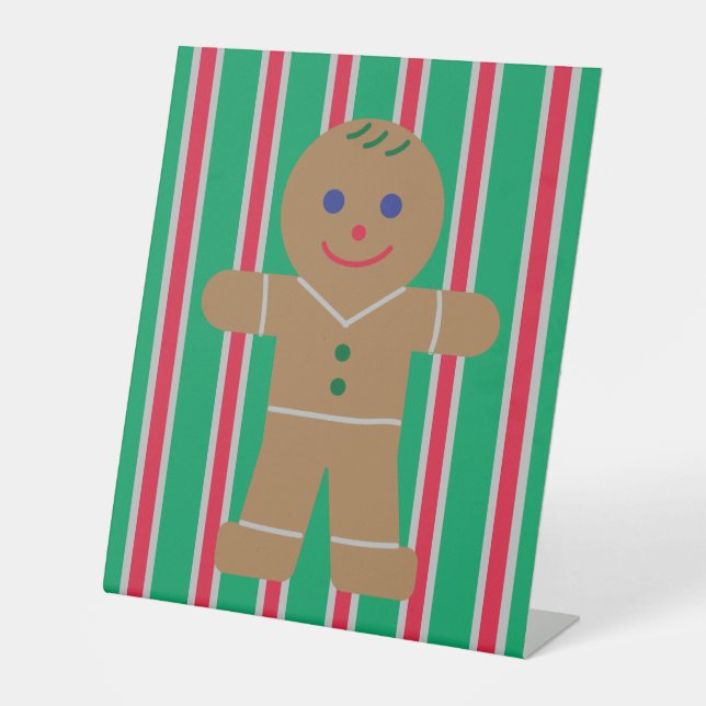 Fun and Fancy Christmas Gingerbread Man Pedestal Sign (Front)
