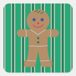 Fun and Fancy Christmas Gingerbread Man Square Sticker