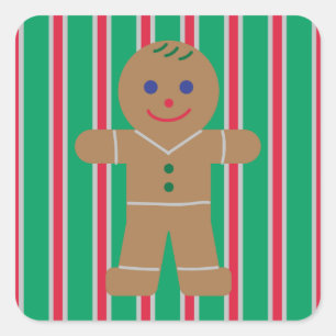 Fun and Fancy Christmas Gingerbread Man Square Sticker