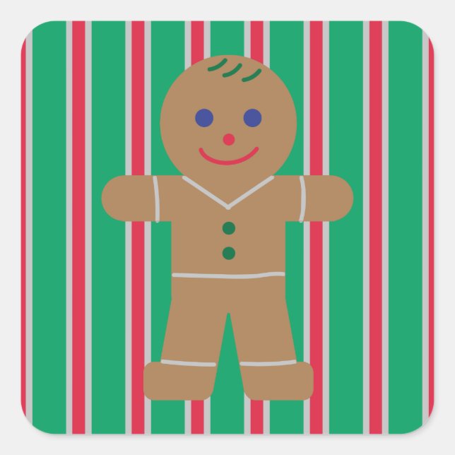 Fun and Fancy Christmas Gingerbread Man Square Sticker (Front)