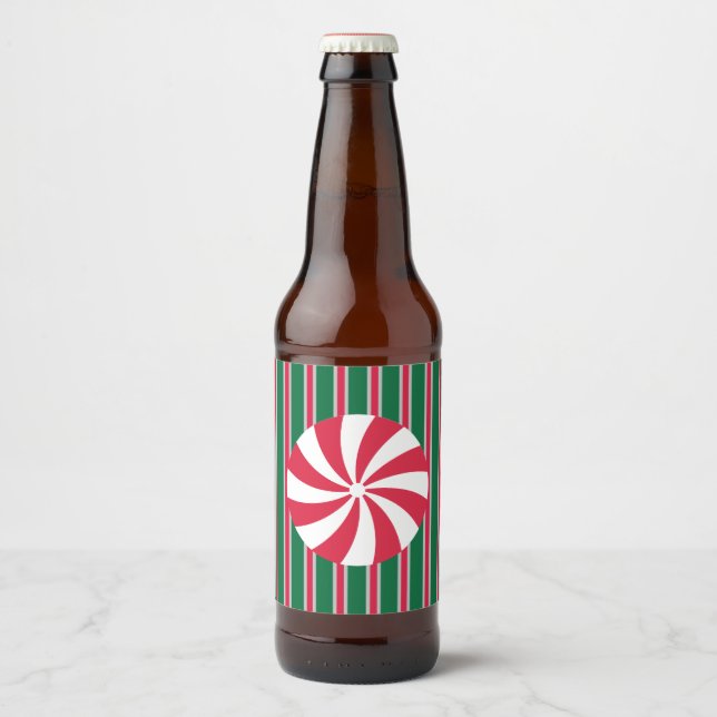 Fun and Fancy Christmas Peppermint Candy Beer Bottle Label (Front)