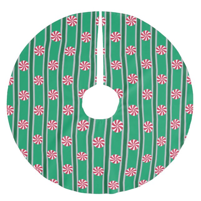 Fun and Fancy Christmas Peppermint Candy Brushed Polyester Tree Skirt (Front)