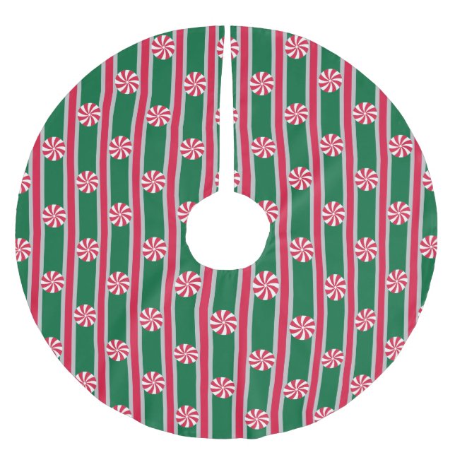 Fun and Fancy Christmas Peppermint Candy Brushed Polyester Tree Skirt (Front)