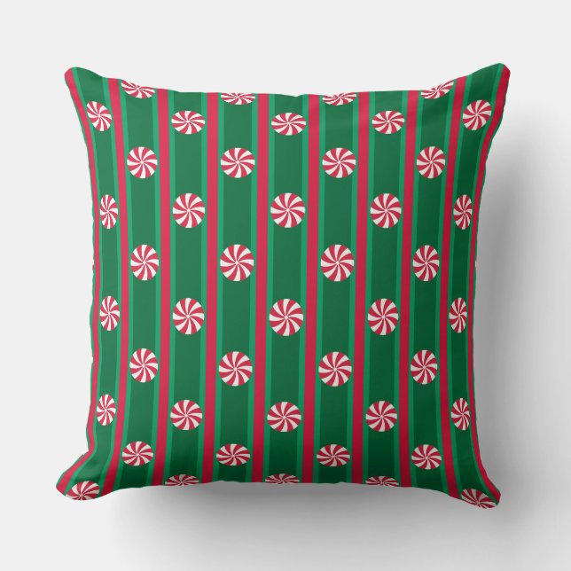 Fun and Fancy Christmas Peppermint Candy Cushion (Front)