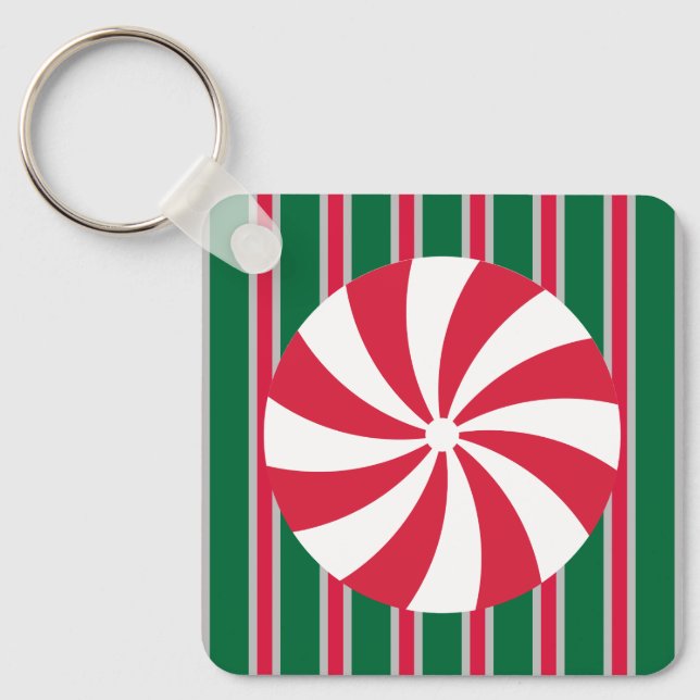 Fun and Fancy Christmas Peppermint Candy Key Ring (Front)