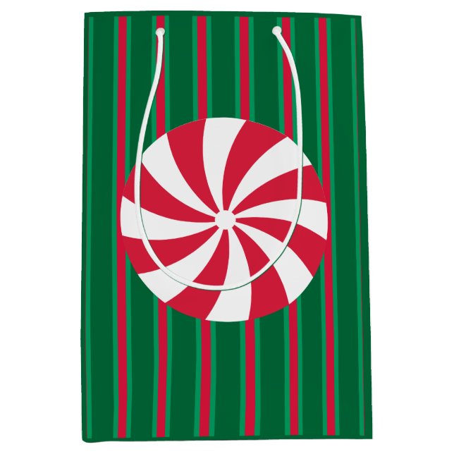 Fun and Fancy Christmas Peppermint Candy Medium Gift Bag (Front)