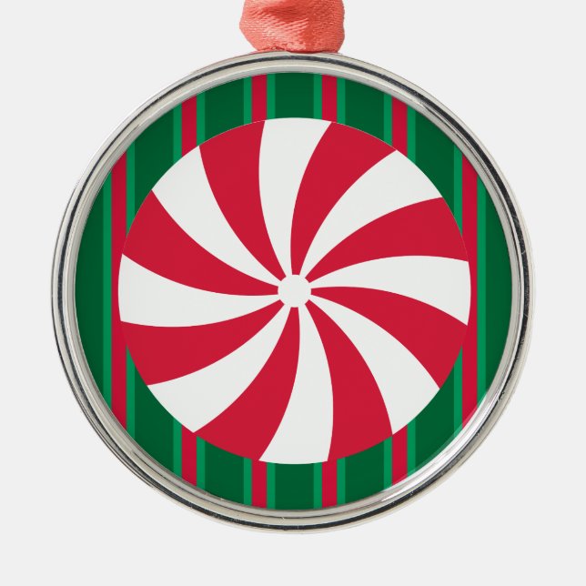 Fun and Fancy Christmas Peppermint Candy Metal Tree Decoration (Front)