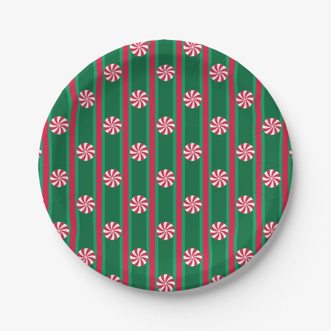 Fun and Fancy Christmas Peppermint Candy Paper Plate (Front)