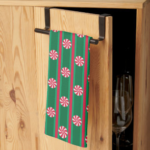 Fun and Fancy Christmas Peppermint Candy Tea Towel