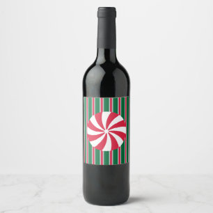 Fun and Fancy Christmas Peppermint Candy Wine Label