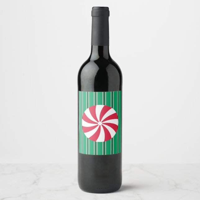 Fun and Fancy Christmas Peppermint Candy Wine Label (Front)