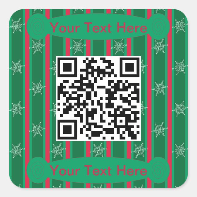 Fun and Fancy Christmas Snowflake QR Code Square Sticker (Front)
