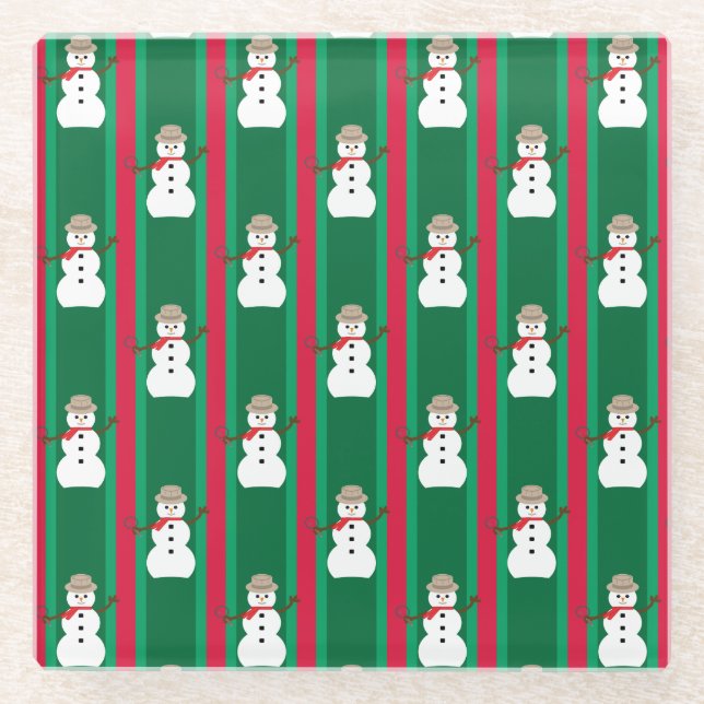 Fun and Fancy Christmas Snowman Detective Glass Coaster (Front)
