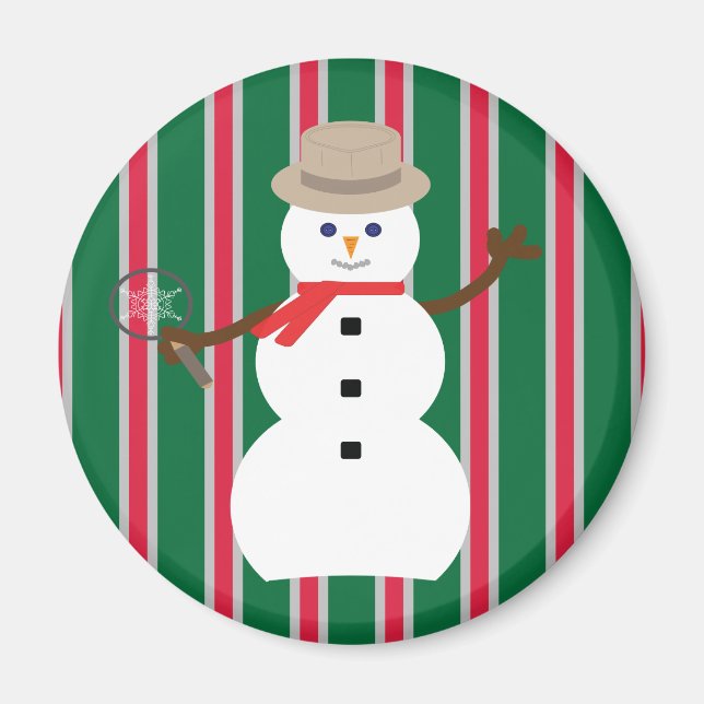 Fun and Fancy Christmas Snowman Detective Magnet (Front)