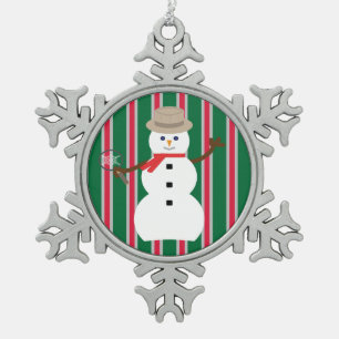 Fun and Fancy Christmas Snowman Detective Snowflake Pewter Christmas Ornament