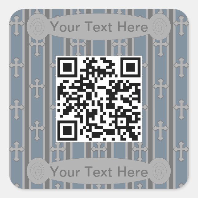 Fun and Fancy Cross QR Code Square Sticker (Front)