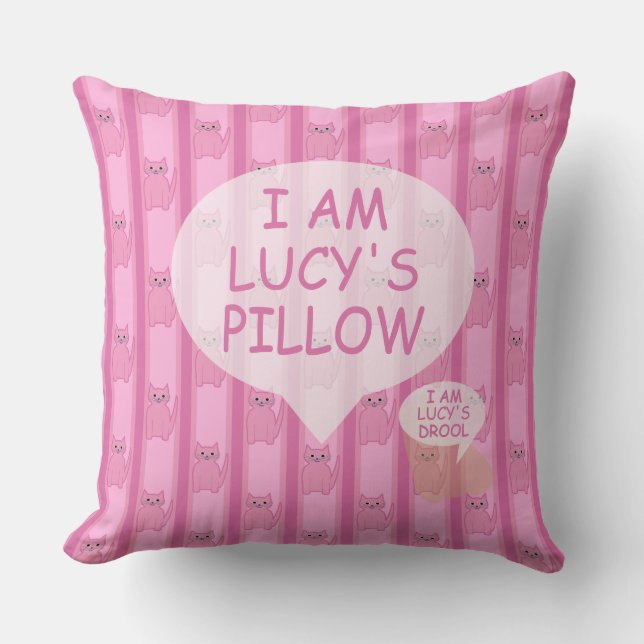 Fun and Fancy Customisable Kitty Striped Cushion (Front)