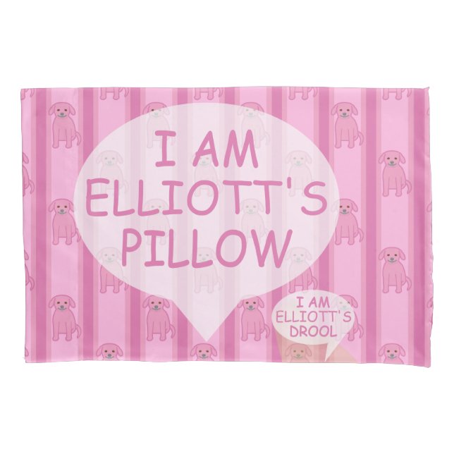 Fun and Fancy Customisable Puppy Striped Pillowcase (Front)