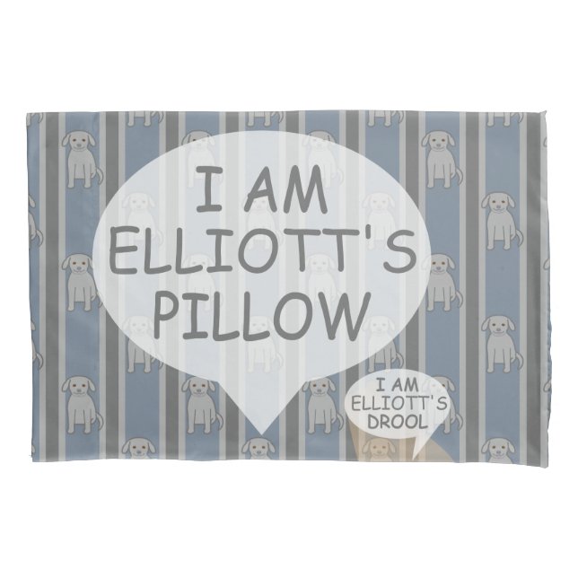 Fun and Fancy Customisable Puppy Striped Pillowcase (Front)