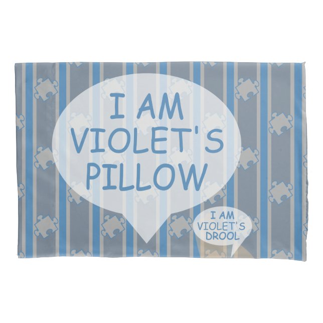 Fun and Fancy Customisable Puzzle Piece Striped Pillowcase (Front)