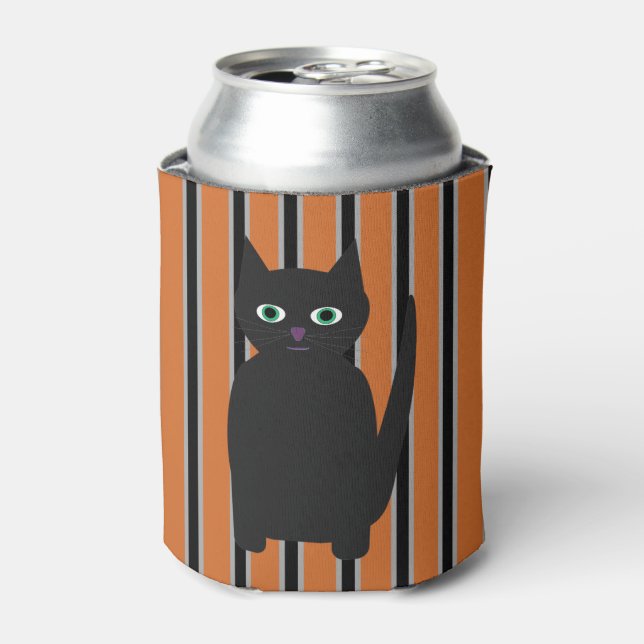 Fun and Fancy Halloween Black Cats Can Cooler (Can Front)