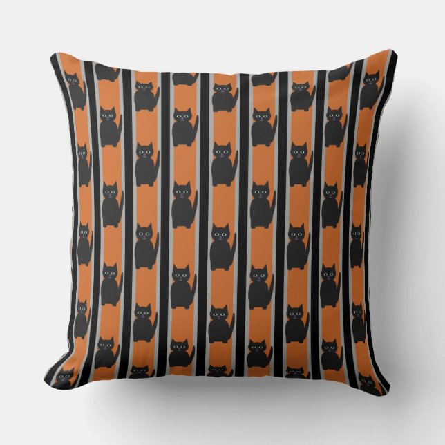 Fun and Fancy Halloween Black Cats Cushion (Front)