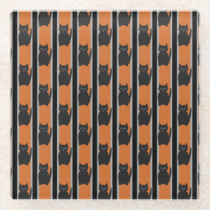 Fun and Fancy Halloween Black Cats Glass Coaster