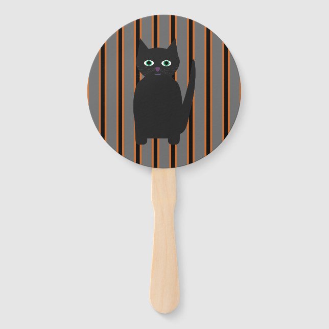 Fun and Fancy Halloween Black Cats Hand Fan (Front)