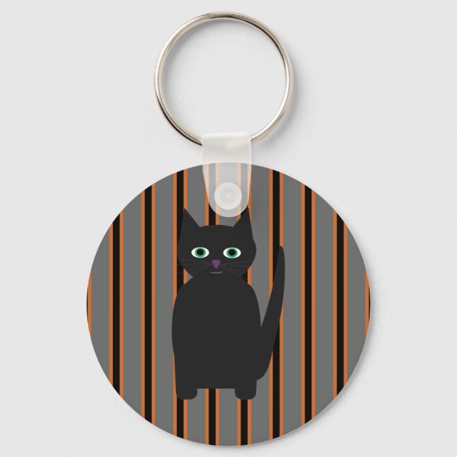 Fun and Fancy Halloween Black Cats Key Ring (Front)