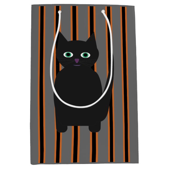 Fun and Fancy Halloween Black Cats Medium Gift Bag (Front)