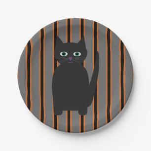 Fun and Fancy Halloween Black Cats Paper Plate