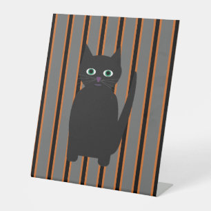 Fun and Fancy Halloween Black Cats Pedestal Sign
