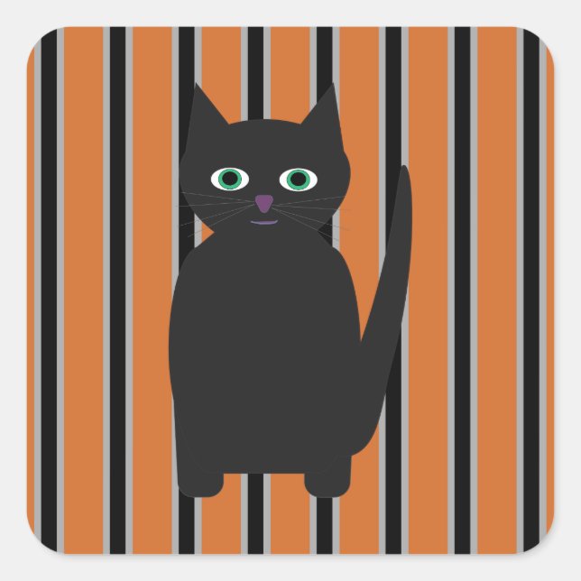 Fun and Fancy Halloween Black Cats Square Sticker (Front)