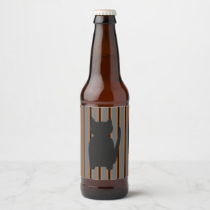 Fun and Fancy Halloween Black Silhouette Cats Beer Bottle Label