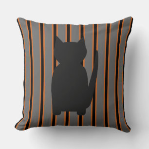 Fun and Fancy Halloween Black Silhouette Cats Cushion
