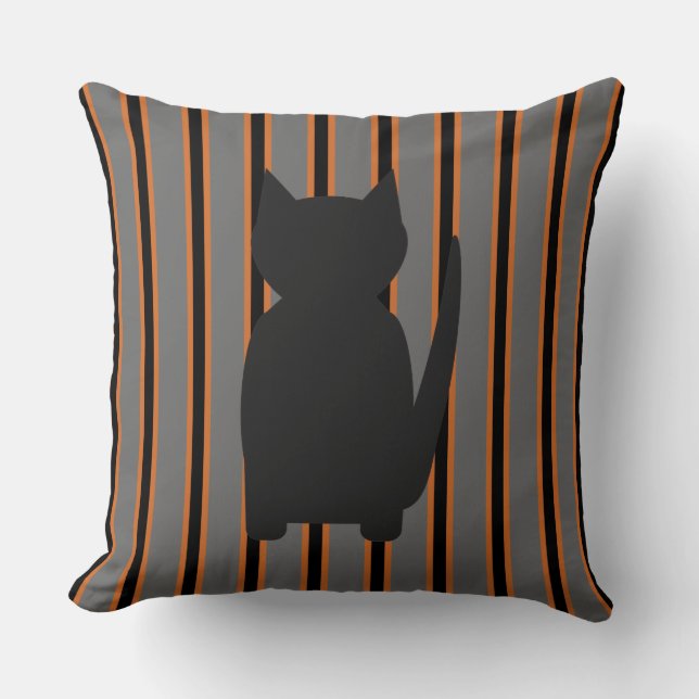 Fun and Fancy Halloween Black Silhouette Cats Cushion (Front)