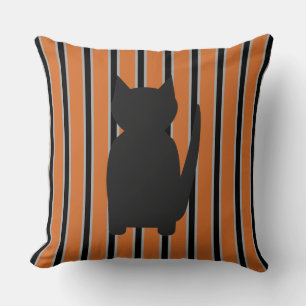 Fun and Fancy Halloween Black Silhouette Cats Cushion