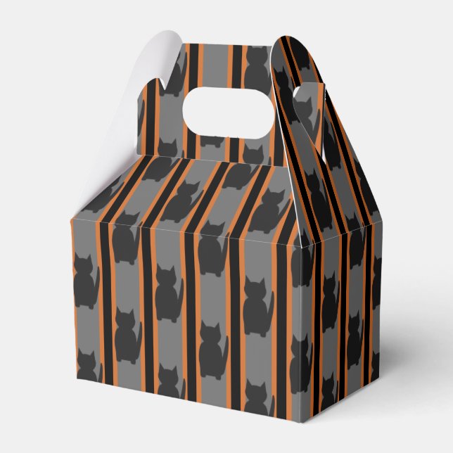Fun and Fancy Halloween Black Silhouette Cats Favour Box (Front Side)