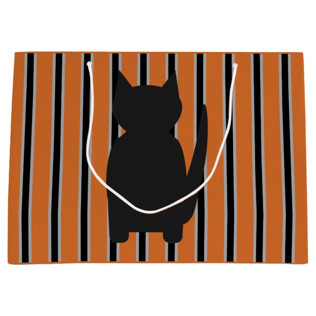 Fun and Fancy Halloween Black Silhouette Cats Large Gift Bag (Front)
