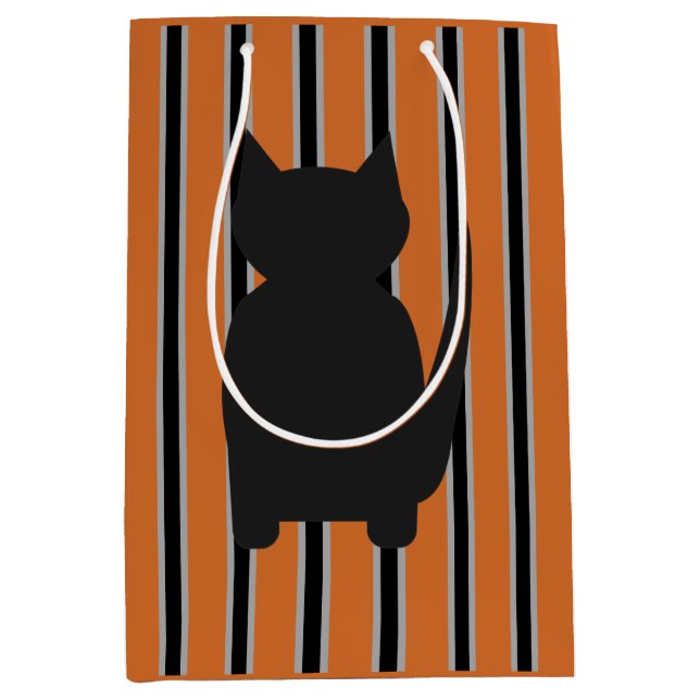 Fun and Fancy Halloween Black Silhouette Cats Medium Gift Bag (Front)
