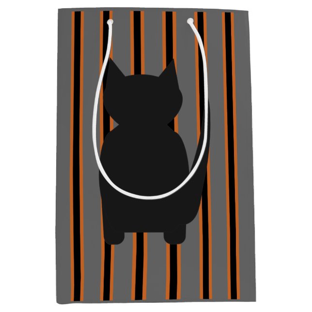 Fun and Fancy Halloween Black Silhouette Cats Medium Gift Bag (Front)