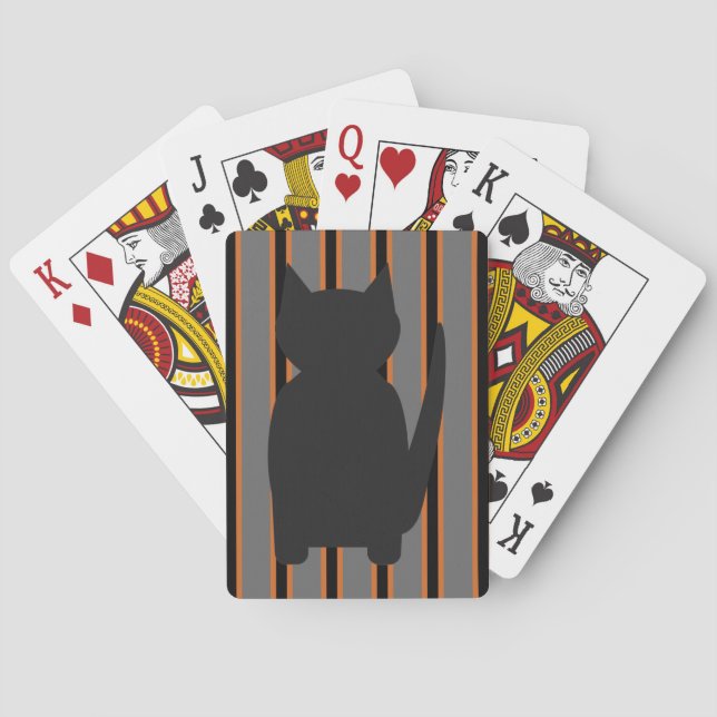 Fun and Fancy Halloween Black Silhouette Cats Playing Cards (Back)