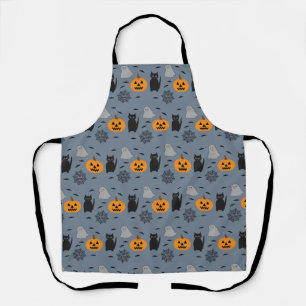 Fun and Fancy Halloween Cat Ghost Pumpkin Web Apron