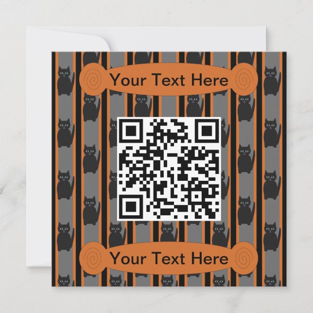Fun and Fancy Halloween Cat QR Code Invitation (Front)