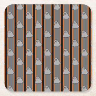 Fun and Fancy Halloween Ghosts Square Paper Coaster
