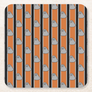 Fun and Fancy Halloween Ghosts Square Paper Coaster
