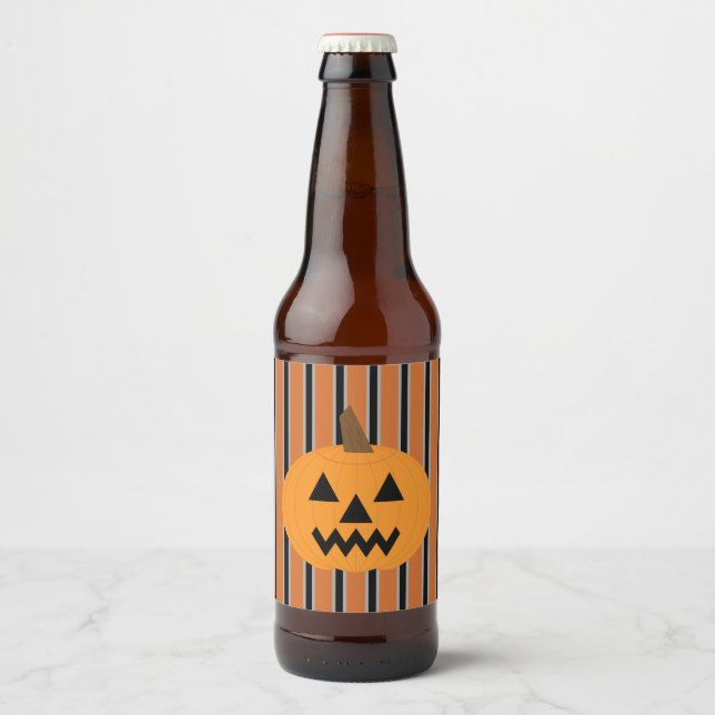 Fun and Fancy Halloween Pumpkins Beer Bottle Label (Front)