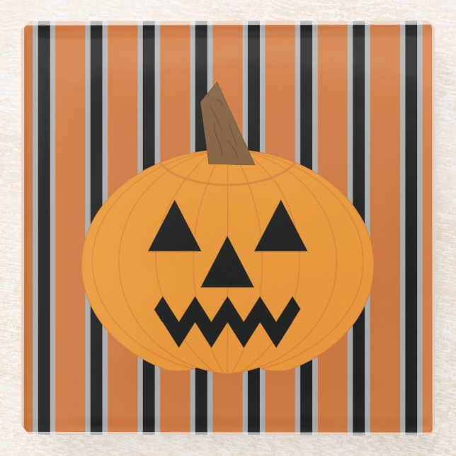 Fun and Fancy Halloween Pumpkins Glass Coaster (Front)
